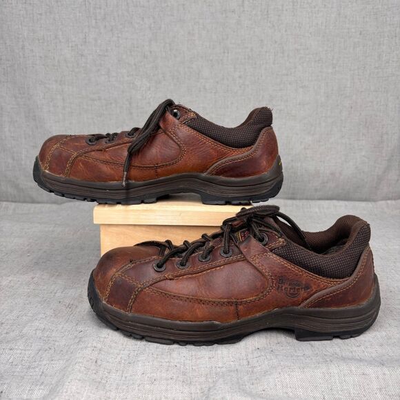 Vintage Dr. Martens Short Boots Brown Leather Lace Up Industrial Composite Toe‎ - Picture 2 of 11